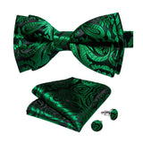 Nœud Papillon Noir et Vert Jade Paisley