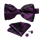 Nœud Papillon Noir et Violet Royal Paisley