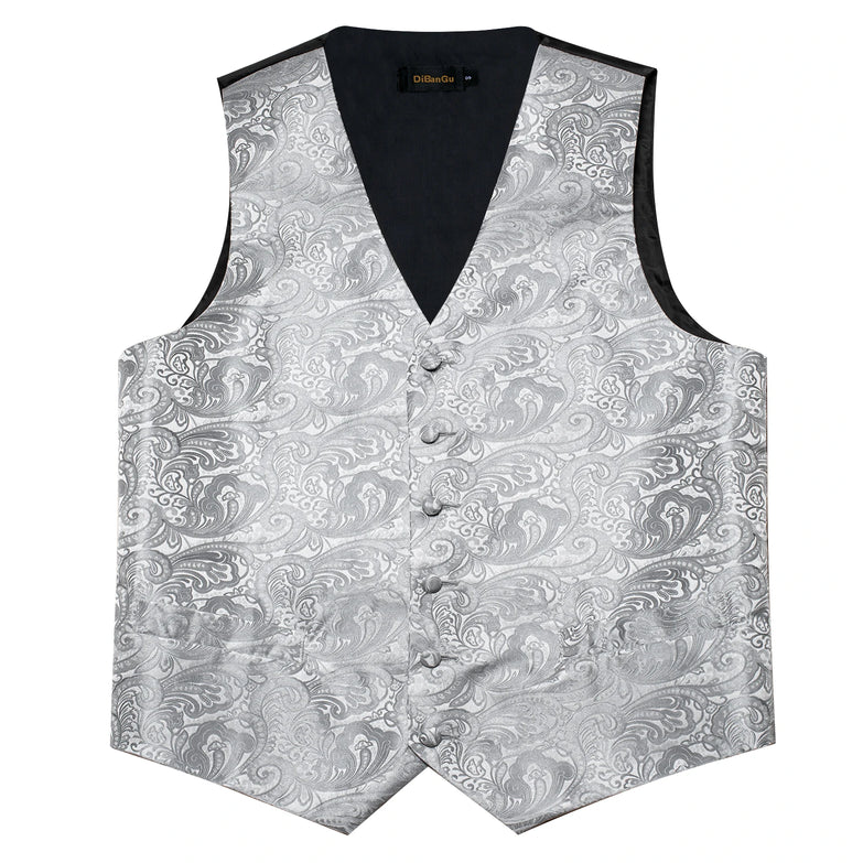 Gillet de Mariage & Nœud Papillon Gris Baroque