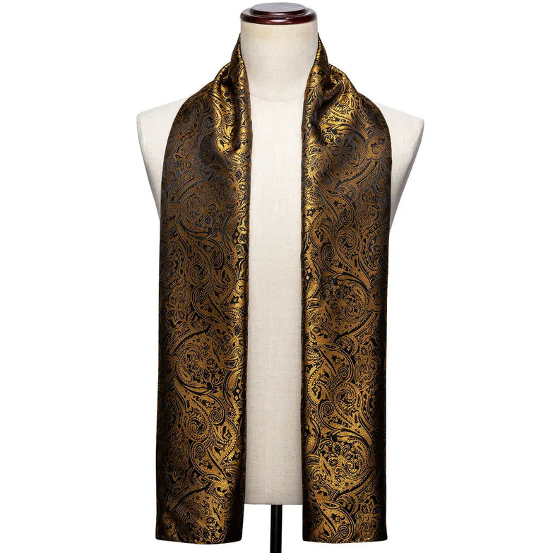 Foulard en Soie Jaune et Noir Baroque