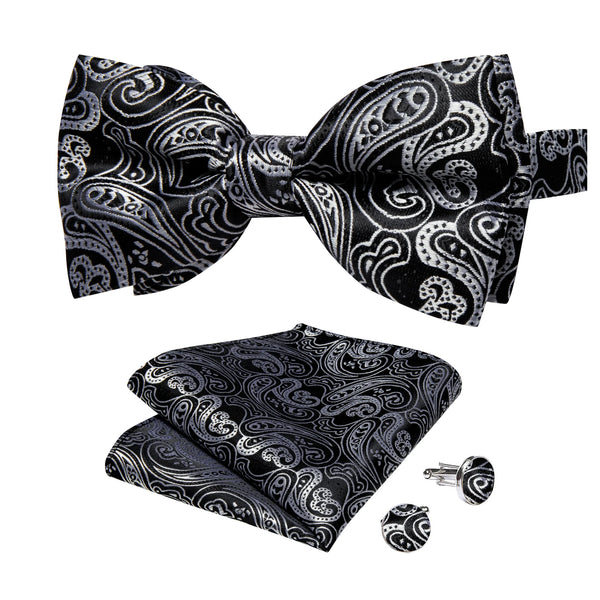 Nœud Papillon Noir et Blanc Paisley