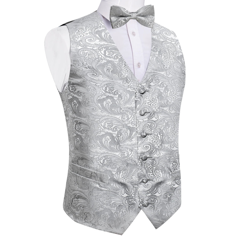 Gillet de Mariage & Nœud Papillon Gris Baroque