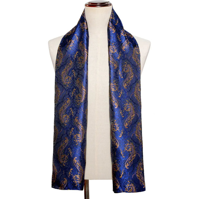 Foulards en Soie Bleu Motifs Cachemire