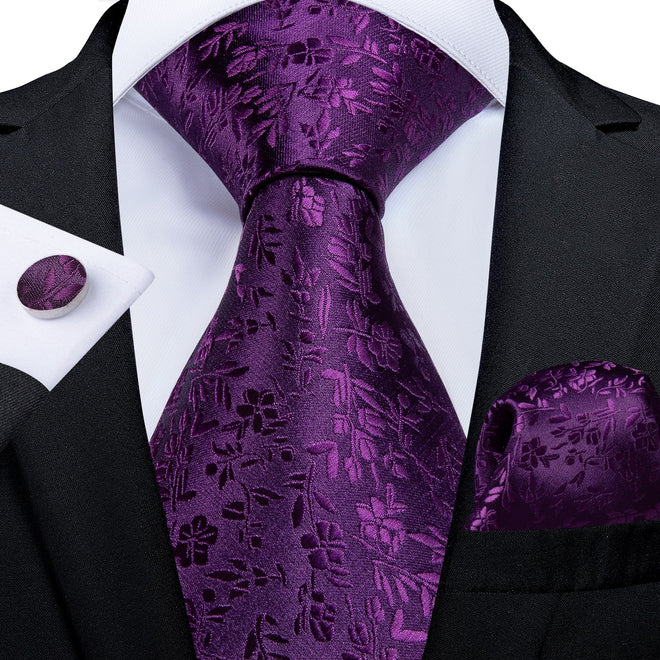 Cravate Violette à Fleurs