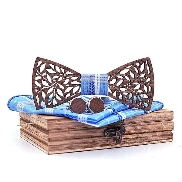 Nœud Papillon en Bois Bleu Clair