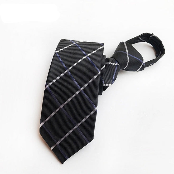 Cravate pré-nouée Noir à Rayures Bleu et Blanche