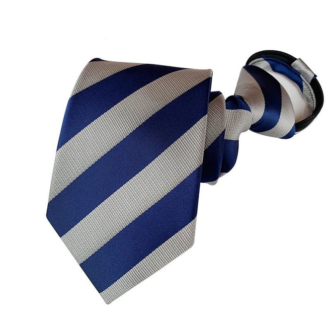 Cravate pré-nouée Grise et Bleu à Rayures