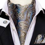 Cravate Ascot Bleu Ciel et Blanc Paisley