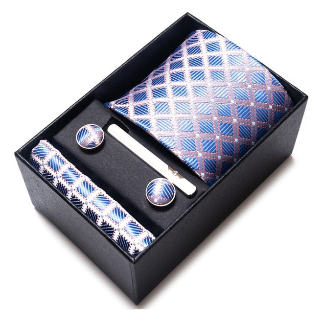 Cravate à Carreaux Bleu Argent
