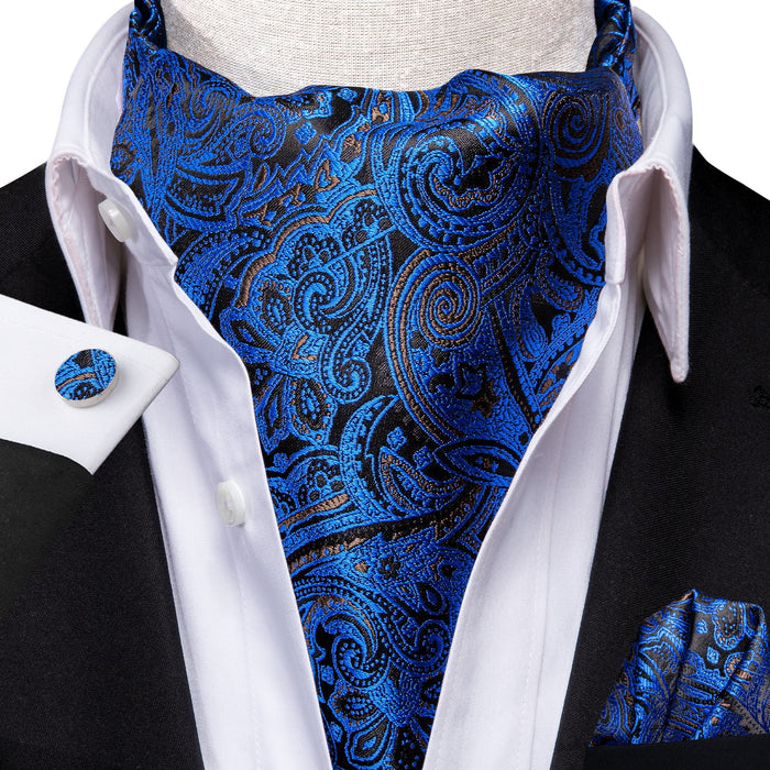 Cravate Ascot Bleu Céleste Paisley