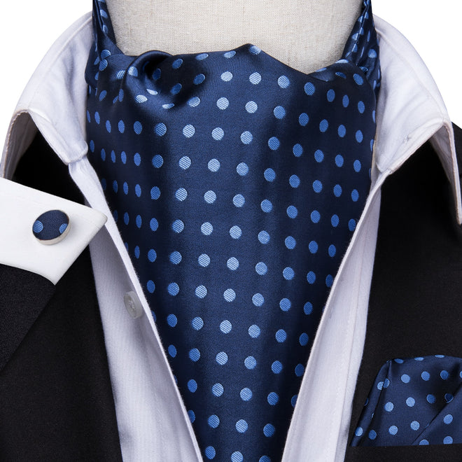 Cravate Ascot à Pois Bleu