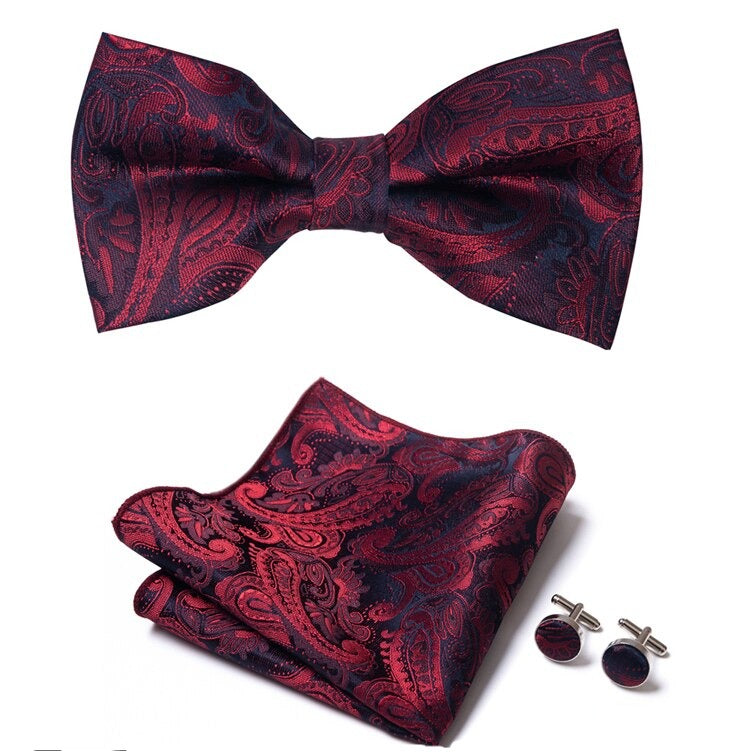 Nœud Papillon Paisley Bordeaux