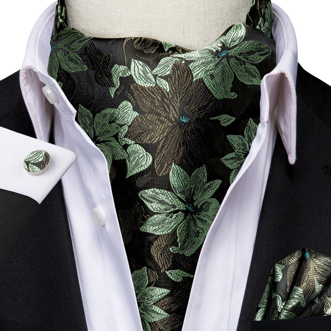 Cravate Ascot Vert Feuille