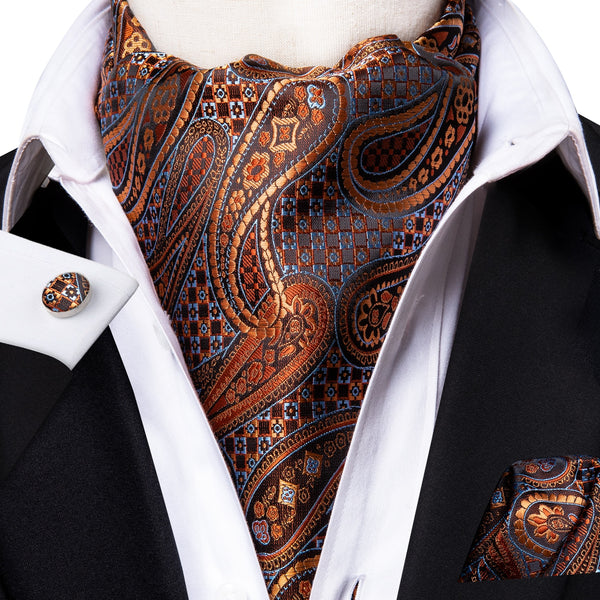 Cravate Ascot Cuivre Paisley