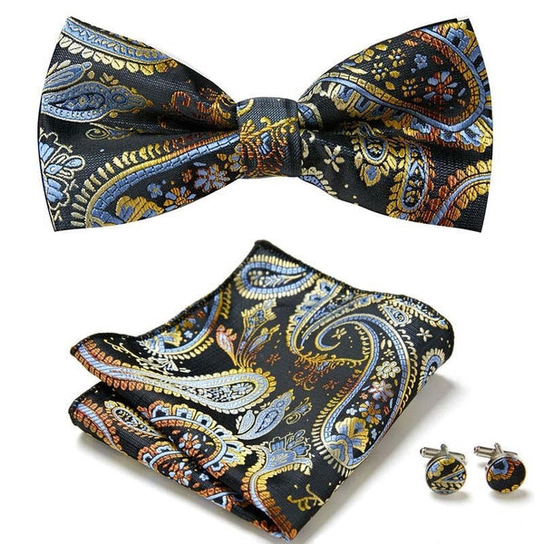 Nœud Papillon Paisley Noir et Jaune