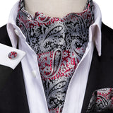 Cravate Ascot Rouge et Noir Paisley