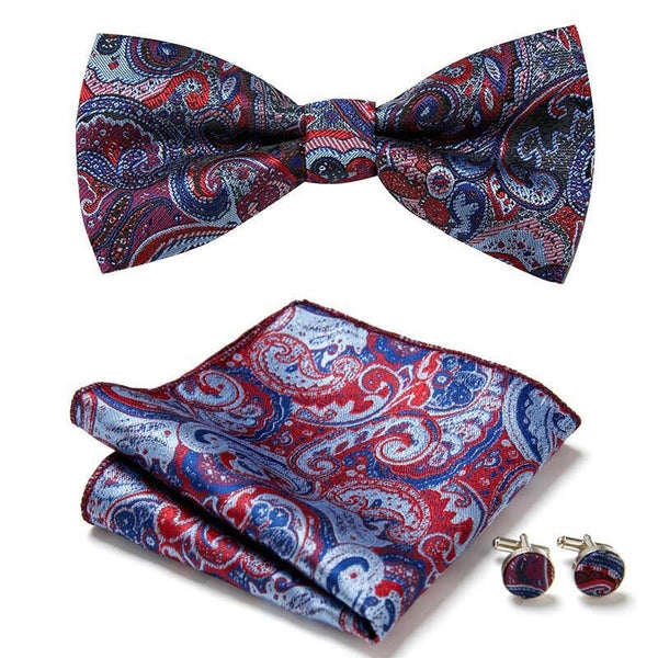 Nœud Papillon Paisley Bleu et Rouge