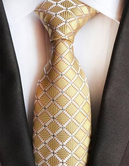 Cravate à Carreaux Or et Blanc - Cravate Prestige