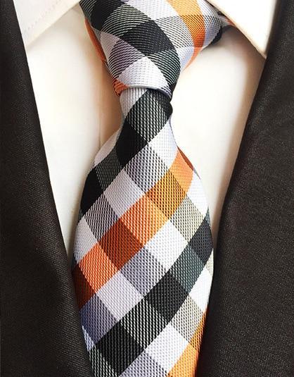 Cravate à Carreaux Orange Noire et Blanc - Cravate Prestige