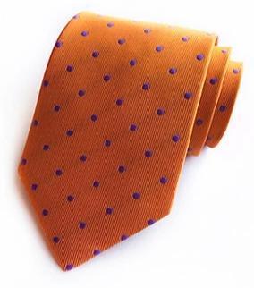 Cravate Orange à Pois Violet - Cravate Prestige