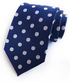 Cravate Bleu Foncé à Pois Blanc - Cravate Prestige