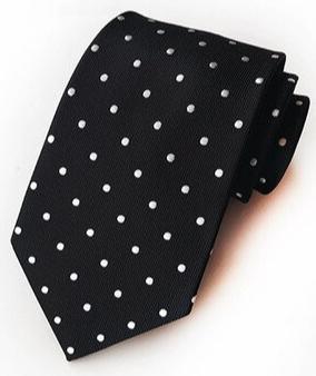 Cravate Noir à Petit Pois Blanc - Cravate Prestige