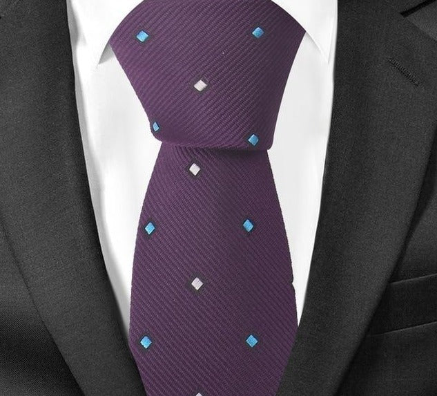 Cravate Slim Violette à Pois - Cravate Prestige