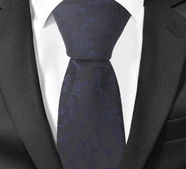 Cravate Slim Noire & Bleu à Motifs - Cravate Prestige