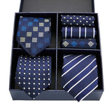 Coffret de Cravates Trio Bleu Foncé à Motif - Cravate Prestige