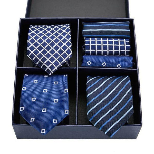 Cravates Trio Bleu Trois Motifs - Cravate Prestige