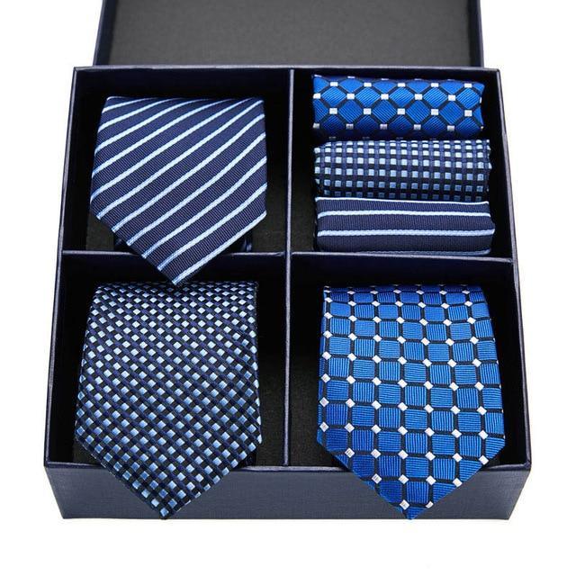 Coffret de Cravates Trio Bleu Roi à Motifs - Cravate Prestige