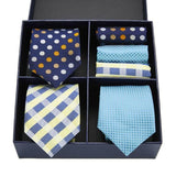 Coffret de Cravates Trio Bleu & Blanc à Motifs