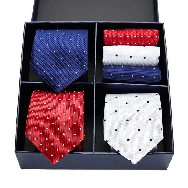 Coffret de Cravates Trio Tricolore à Pois Bleu Blanc Rouge - Cravate Prestige
