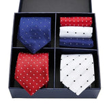 Coffret de Cravates Trio Tricolore à Pois Bleu Blanc Rouge - Cravate Prestige