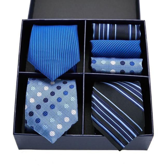 Coffret de Cravates Trio Bleu à Motifs - Cravate Prestige