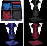 Coffret de Cravates Trio Motifs Baroque Bleu Rouge Noire - Cravate Prestige