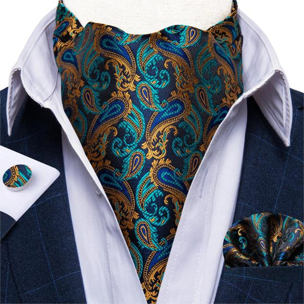 Cravate Ascot Bleu Sarcelle Paisley