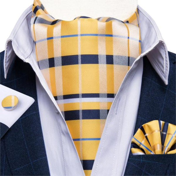 Cravate Ascot Jaune à Carreaux