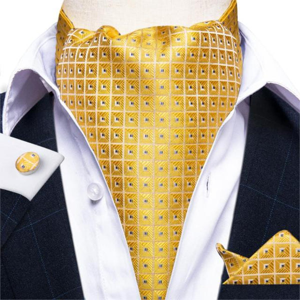 Cravate Ascot Jaune à Motifs