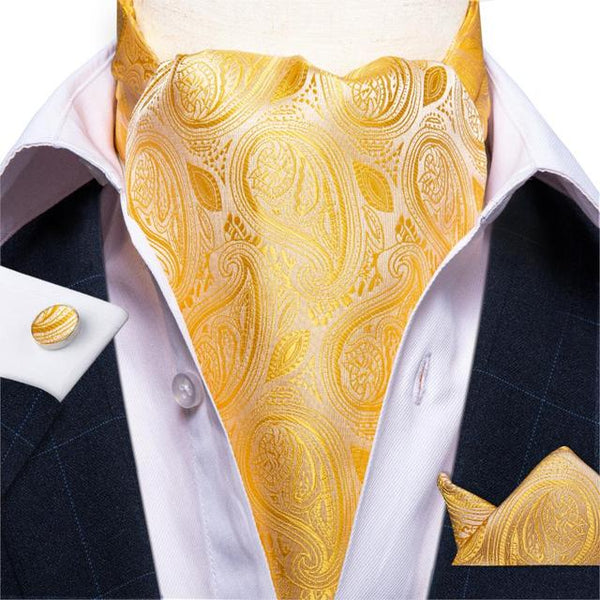 Cravate Ascot Jaune Paisley