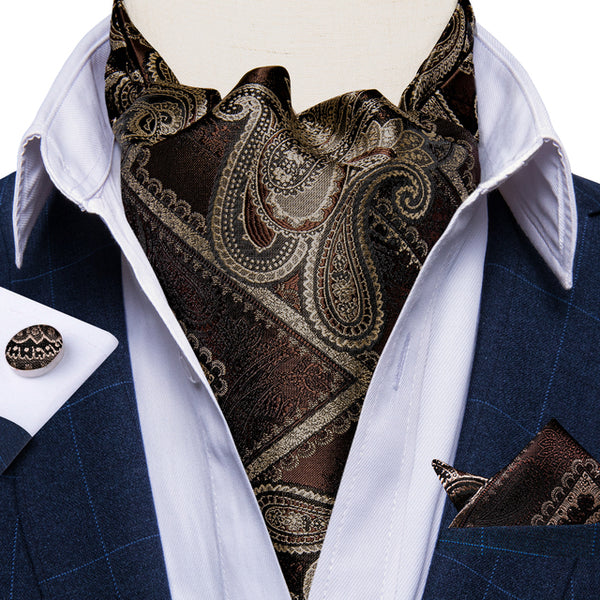 Cravate Ascot Chocolat Paisley