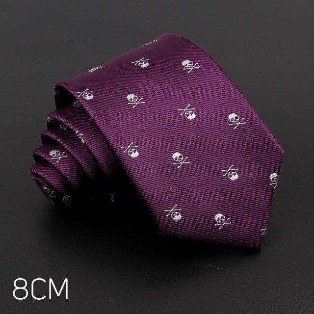 Cravate Halloween Tête de mort violet blanc - Cravate Prestige