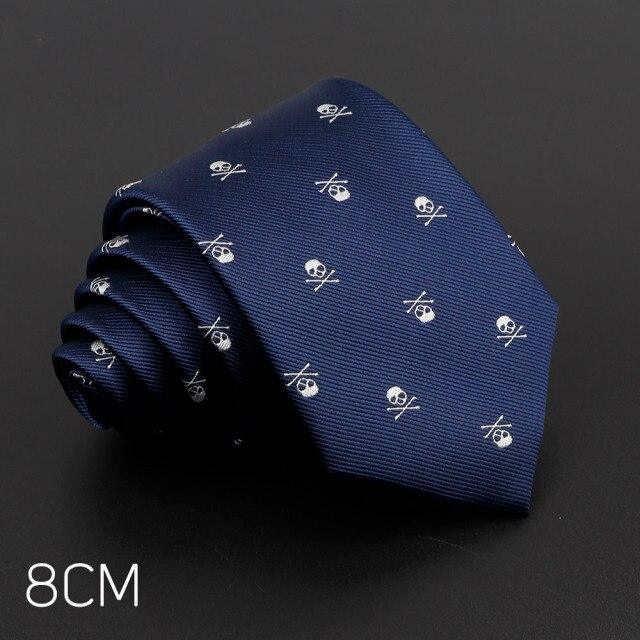 Cravate Halloween Tête de mort bleu et blanc - Cravate Prestige