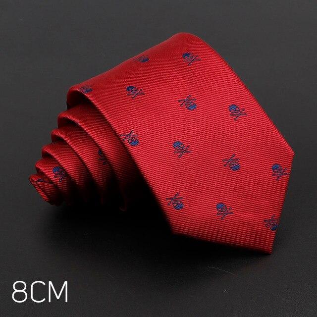Cravate Halloween Tête de mort rouge et bleu - Cravate Prestige
