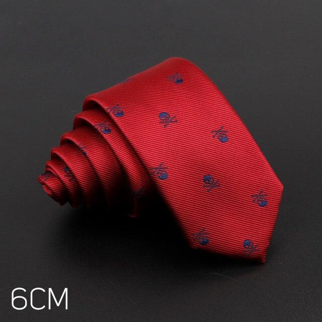Cravate Halloween SLIM Tête de mort rouge et bleu - Cravate Prestige