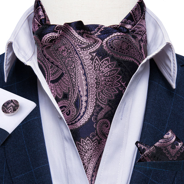 Cravate Ascot Violet Cachemire