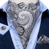 Cravate Ascot Motifs Paisley Gris