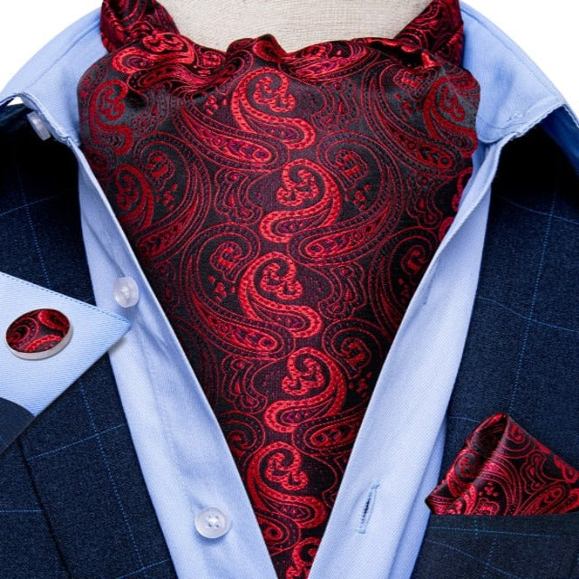Cravate Ascot Rouge Cachemire