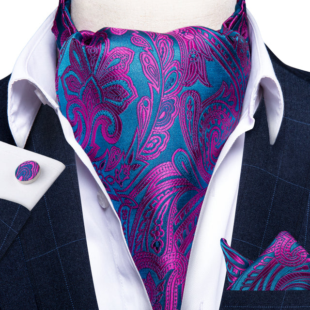 Cravate Ascot Bleu et Violet Baroque