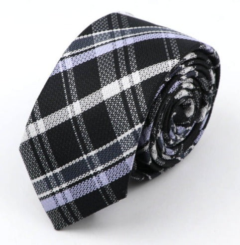 Cravate à Carreaux Écossaise Violet et Noir
